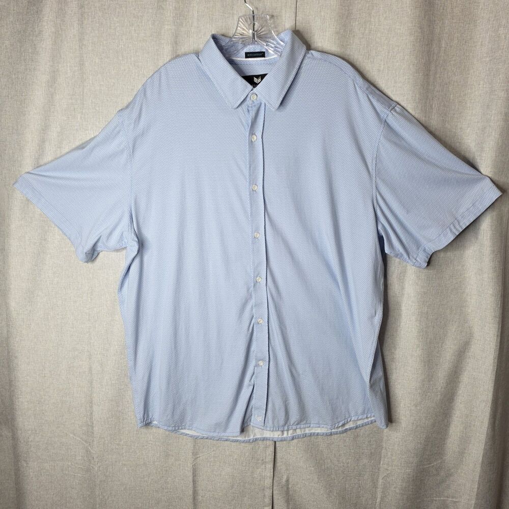 Buttercloth Icy Cotton Shirt Mens 3XL Tall Fit Blue Geometric Short Sleeve Knit